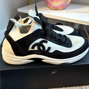 Chanel Black and White Sneakers